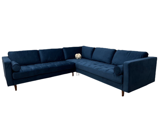 Helt ny lekkert Tuffy design hjørnesofa i blå fløyel