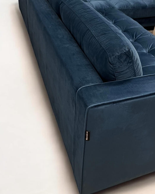 Helt ny lekkert Tuffy design hjørnesofa i blå fløyel